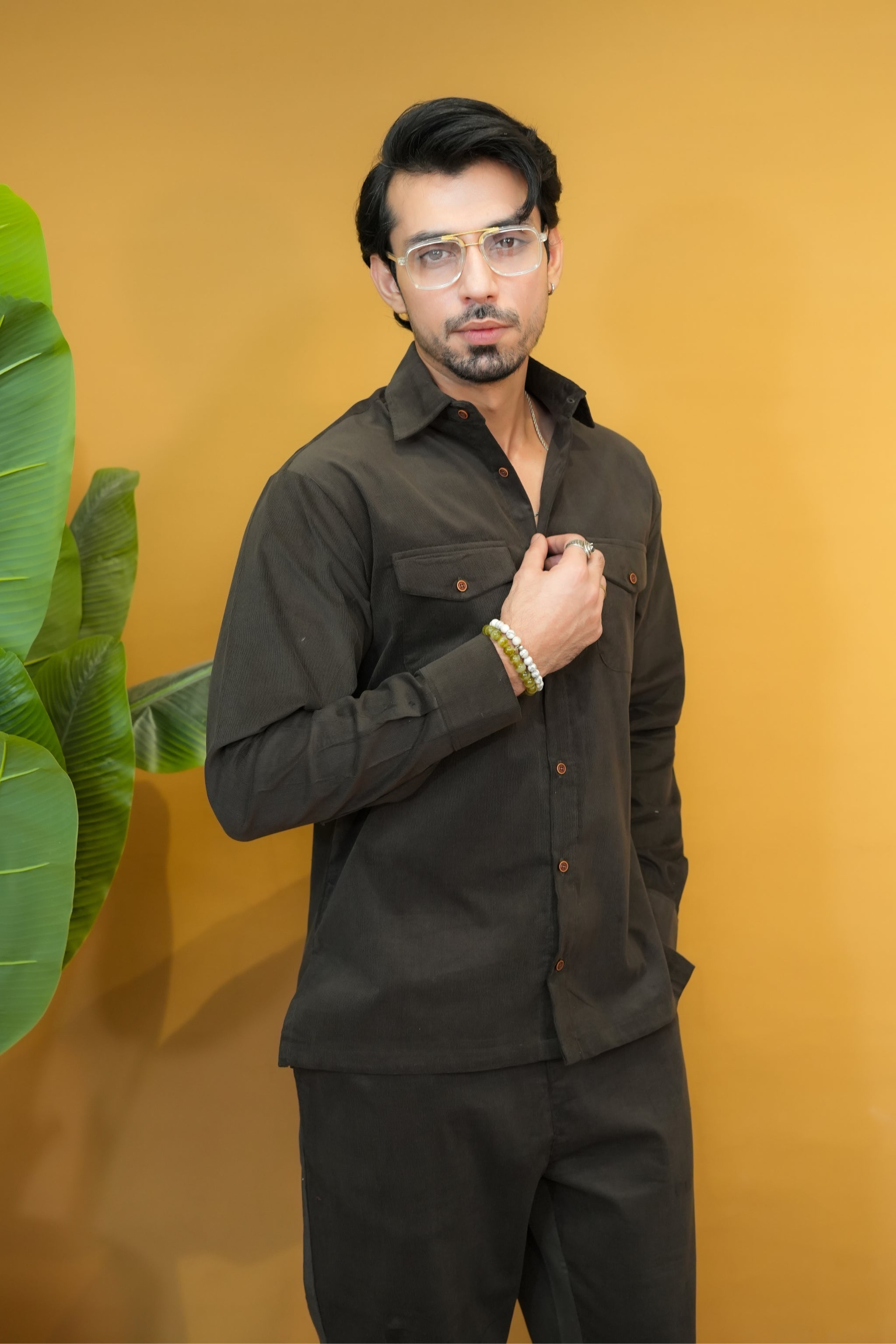 Dark Green Corduroy Modern Tailored Set