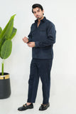 Navy Blue Corduroy Modern Tailored Set