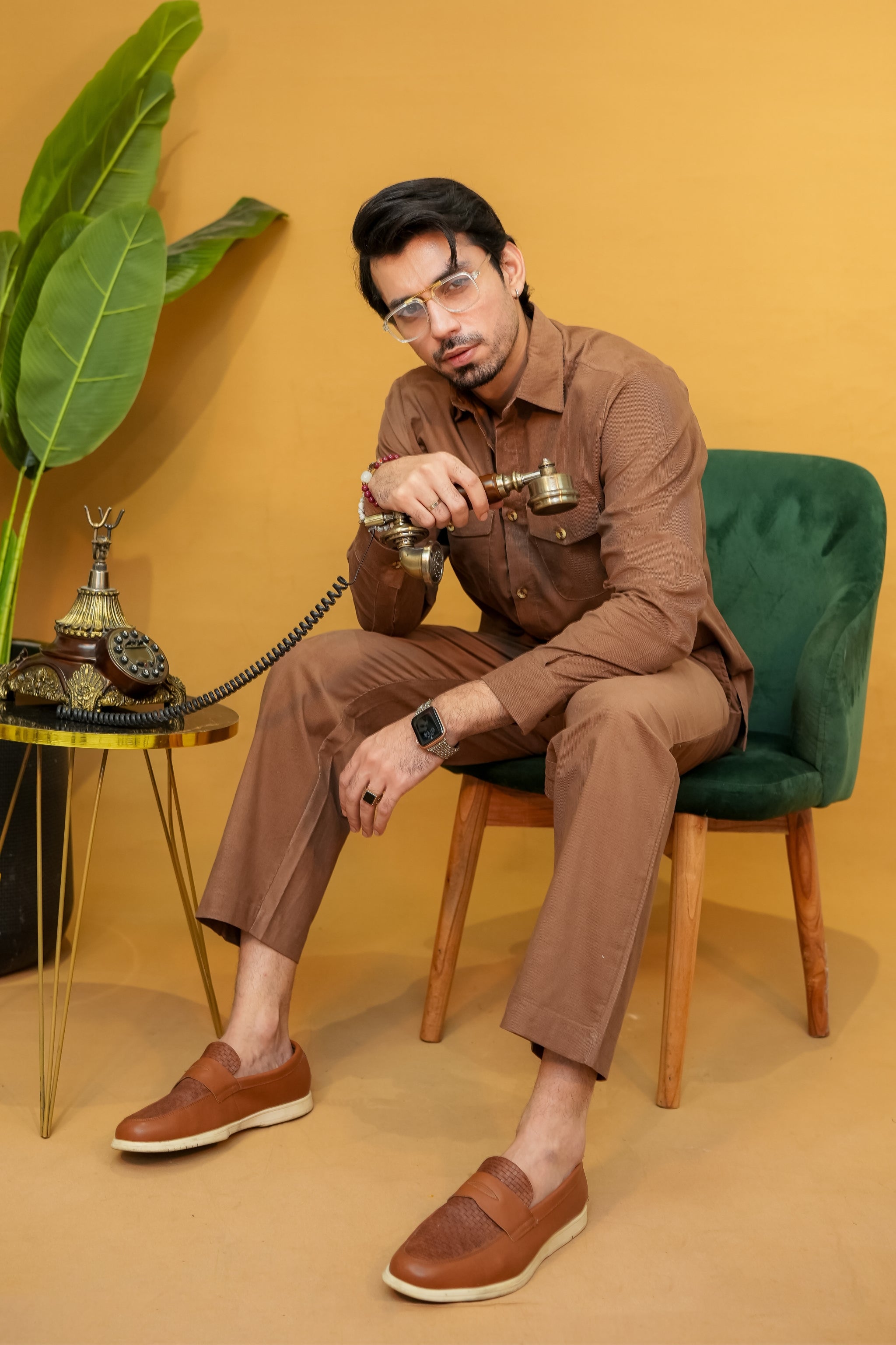 Mocha Brown Tailored Set in Corduory