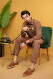 Mocha Brown Tailored Set in Corduory