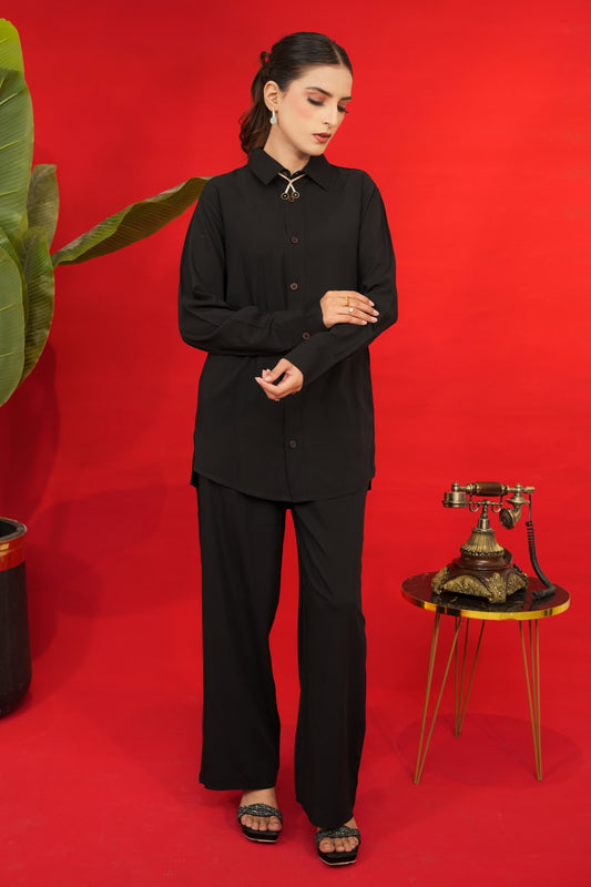 Black Premium Linen Co-ords Set