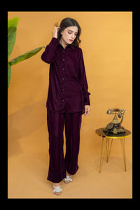 Deep Plum Velvet  Co-ords Set