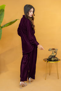 Deep Plum Velvet  Co-ords Set