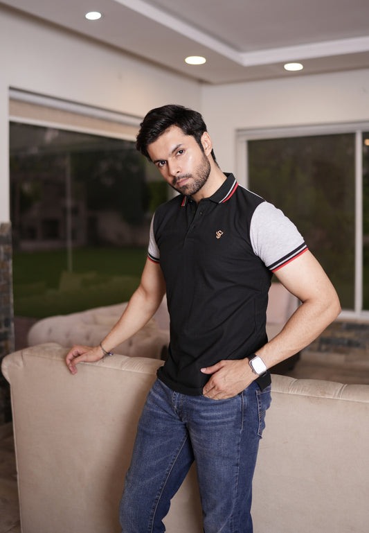 Black Grey Two Tone  Polo Shirt