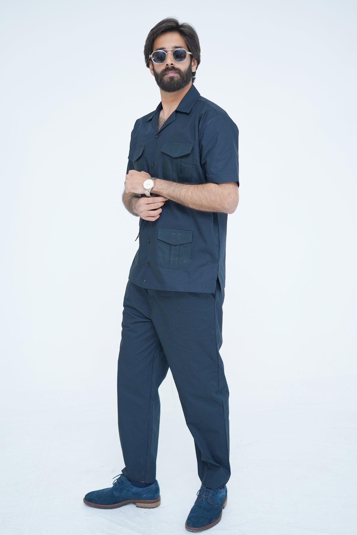 Premium Black Cuban Collar Co-ord Set