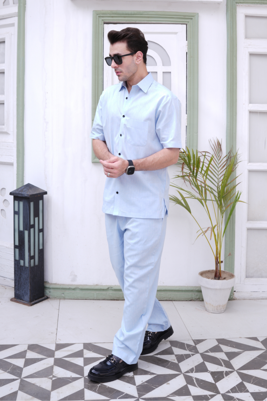 Ocean Blue Modern Co-ords In Irish Linen