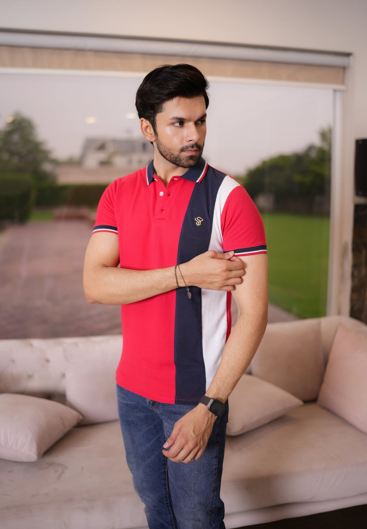 Red Pique Polo Shirt