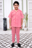 White Red Stripes Premium Cotton Co-ords