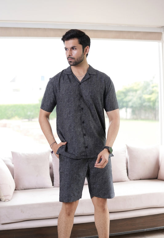 Black & Grey Floral Short Co-ords