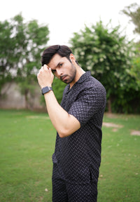 Jet Black Printed Short Co-ords