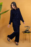 Navy Noir Velvet  Co-ords Set