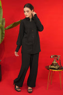 Black Premium Linen Co-ords Set