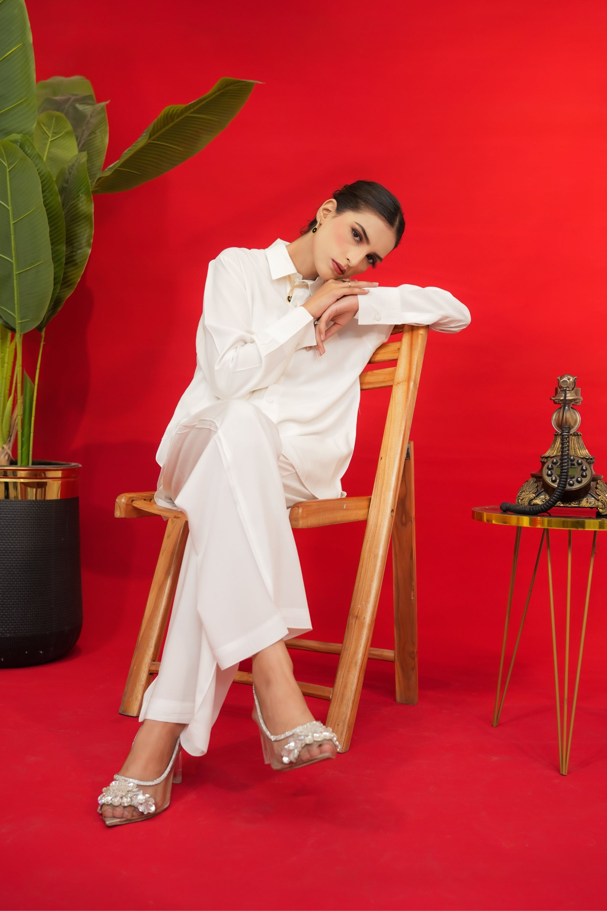 Pearl White Premium Linen Co-ords Set