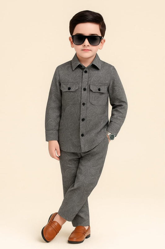 Grey Floral Kids Co-ord