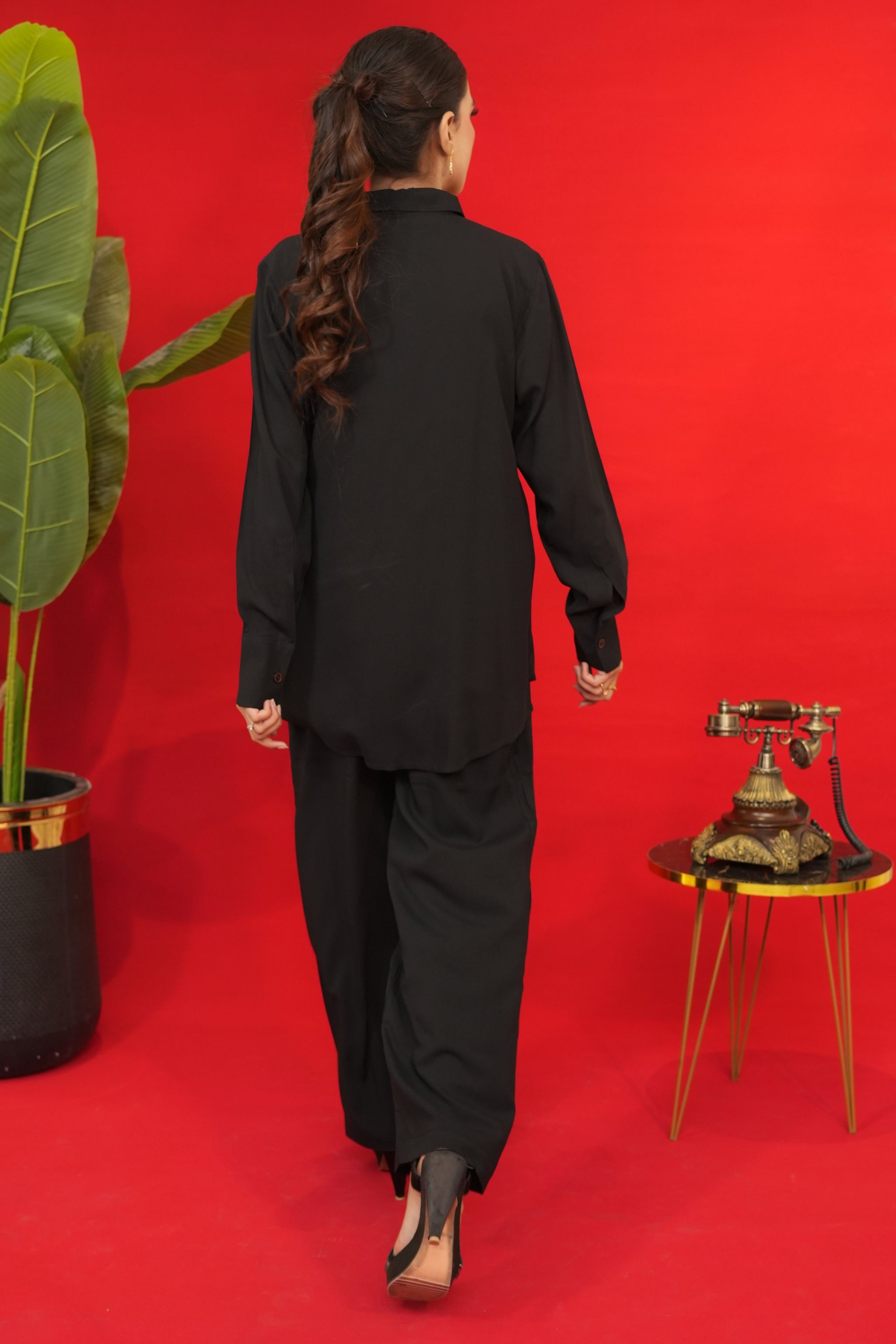 Black Premium Linen Co-ords Set