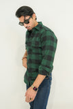 Fern Green Black Check Flannel Shirt