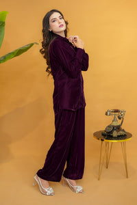 Deep Plum Velvet  Co-ords Set