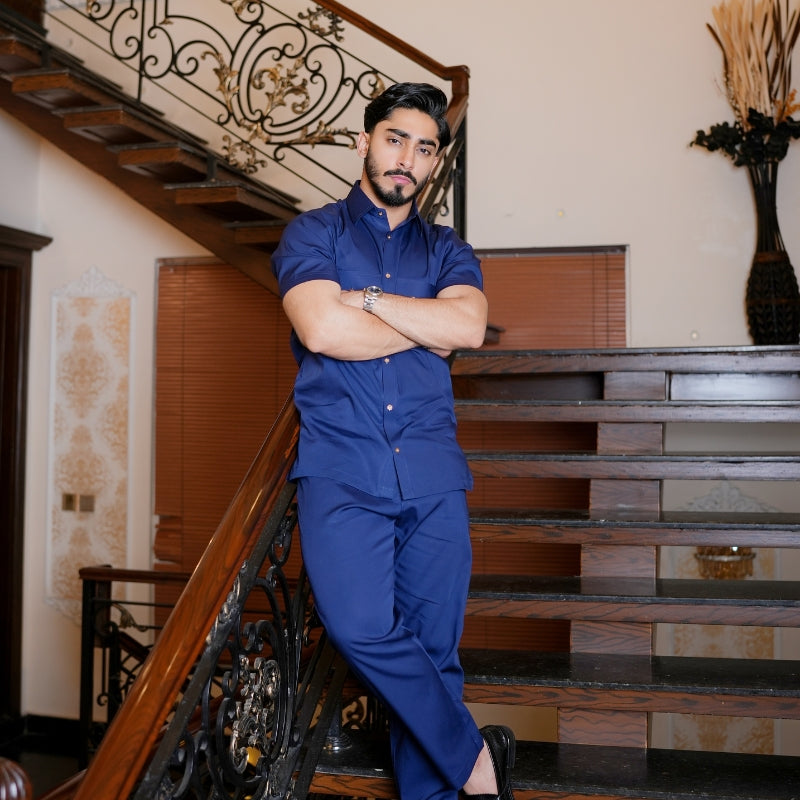 Premium Navy Cotton Co-ord Set