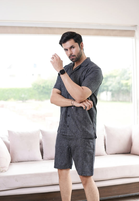 Black & Grey Floral Short Co-ords