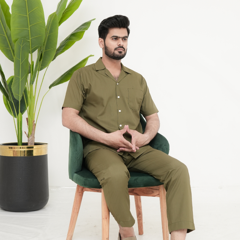 Olive Cotton Co-ord Set