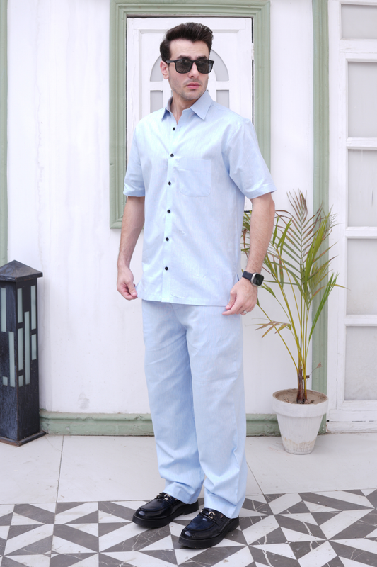 Ocean Blue Modern Co-ords In Irish Linen