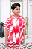White Red Stripes Premium Cotton Co-ords