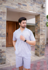 Grey Strips Short Co-ords
