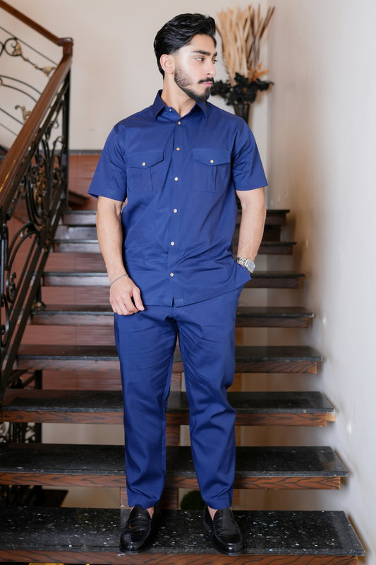 Premium Navy Cotton Co-ord Set