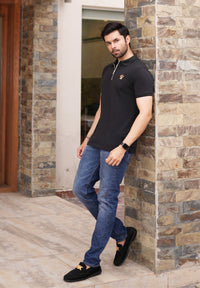Black Zip Polo Shirt