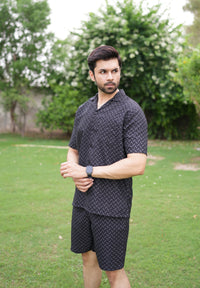 Jet Black Printed Short Co-ords