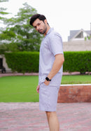 Grey Strips Short Co-ords