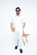 White Luxuries Self Cotton Co-ord Set