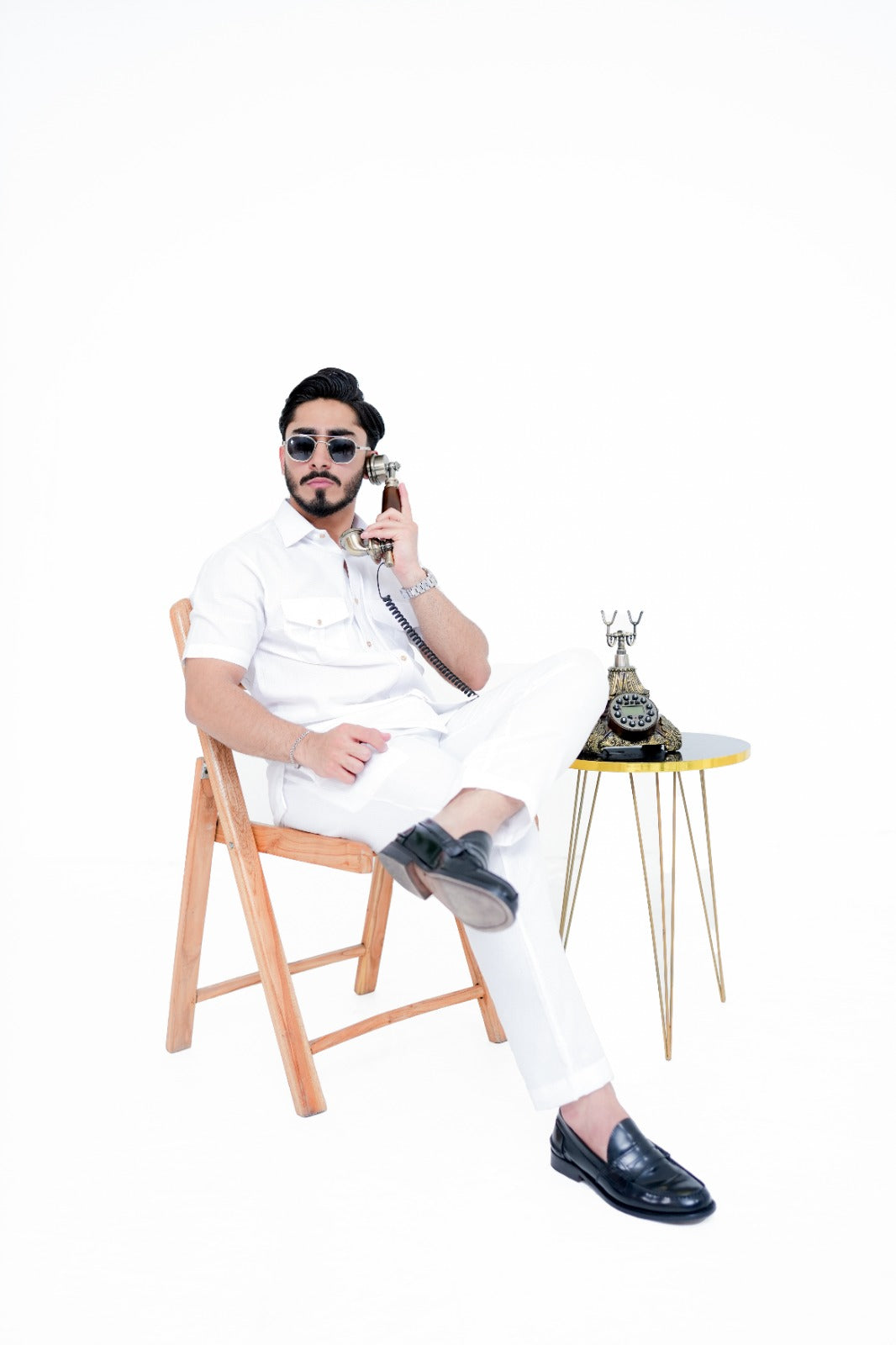 White Luxuries Self Cotton Co-ord Set