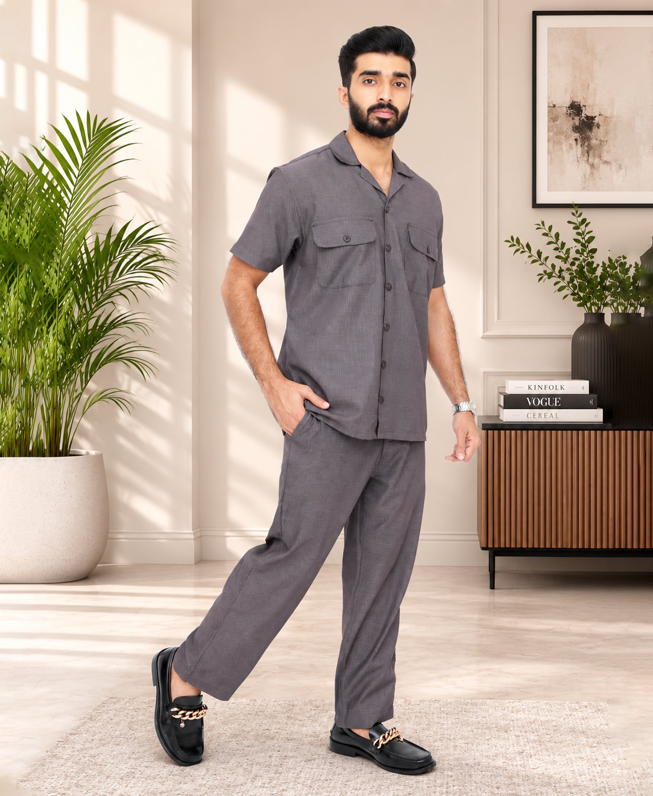 Brown Texture Luxury Summer Co-ords Set