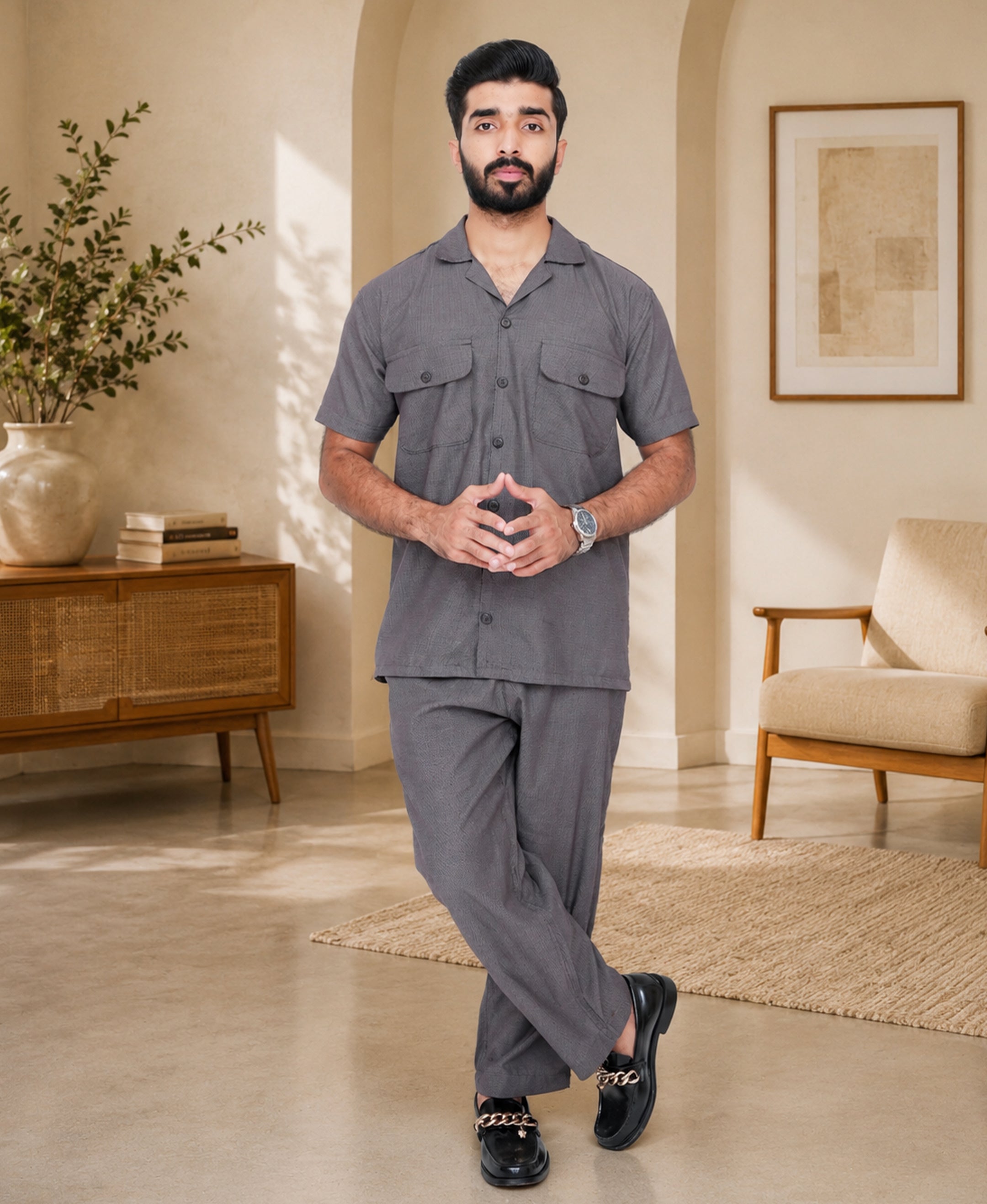 Brown Texture Luxury Summer Co-ords Set