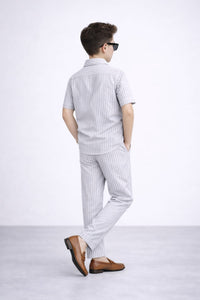 Grey Strips Modern Suit