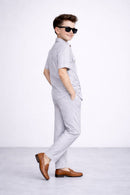 Grey Strips Modern Suit