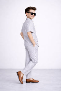 Grey Strips Modern Suit