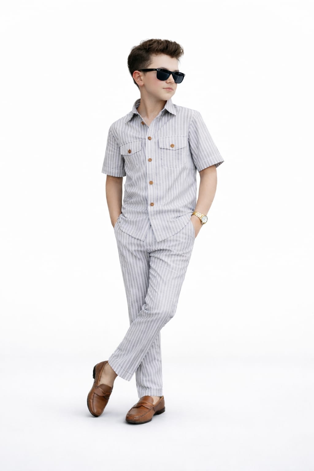 Grey Strips Modern Suit