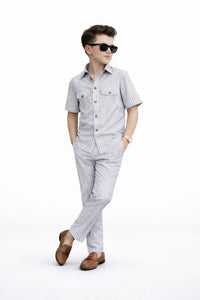 Grey Strips Modern Suit