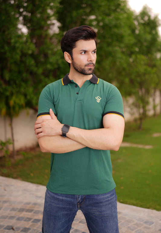 Green Pique Polo Shirt
