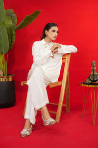 Pearl White Premium Linen Co-ords Set