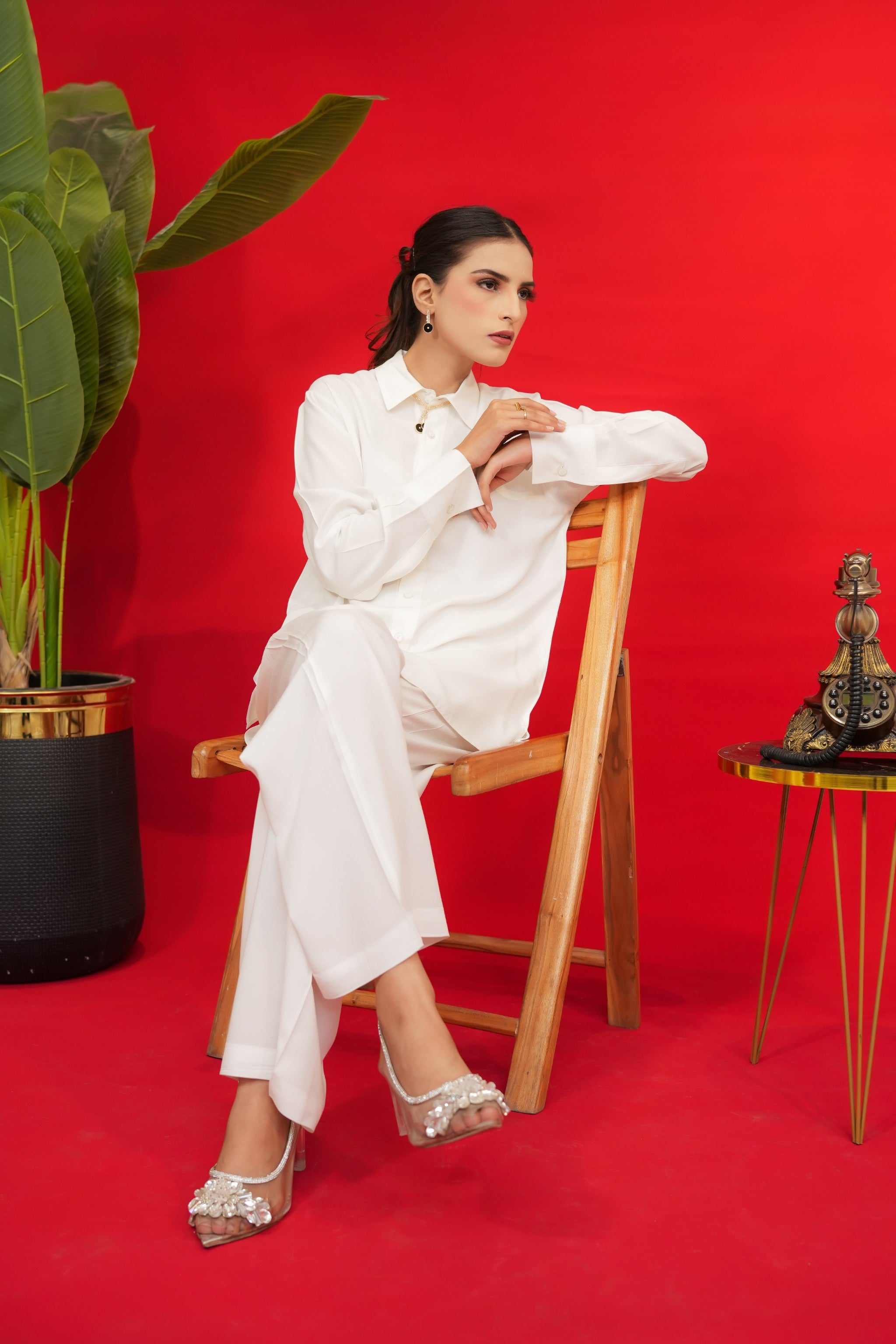 Pearl White Premium Linen Co-ords Set