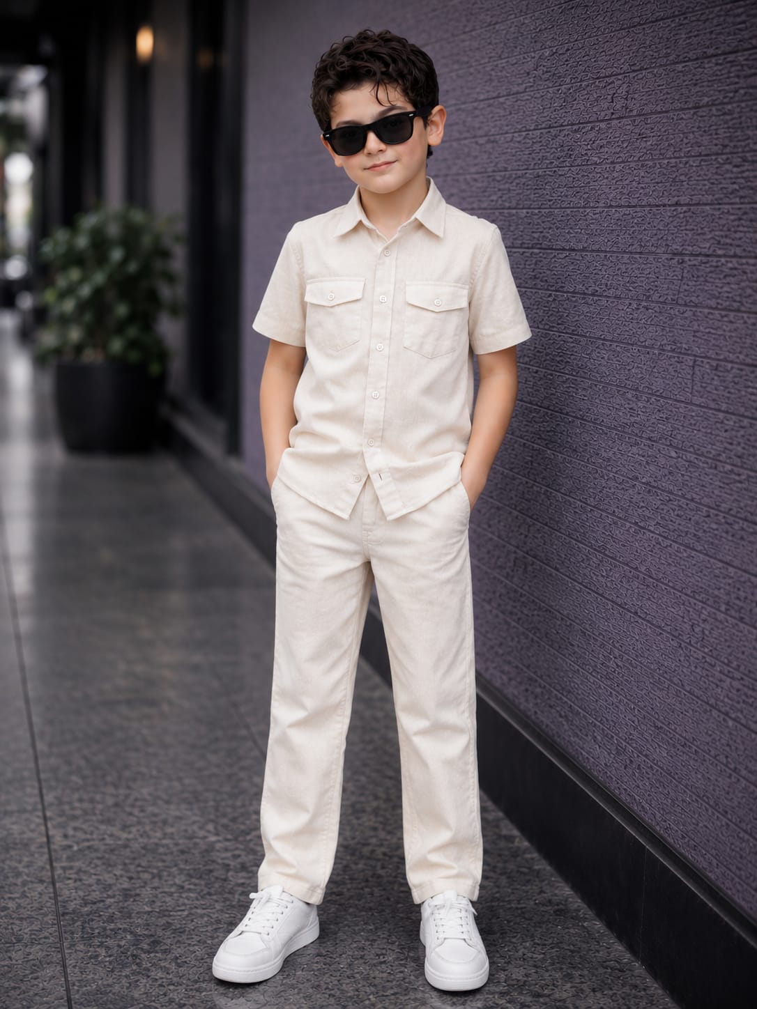 Off white Kids summer Co-ords in Irish Linen