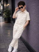 Off white Kids summer Co-ords in Irish Linen