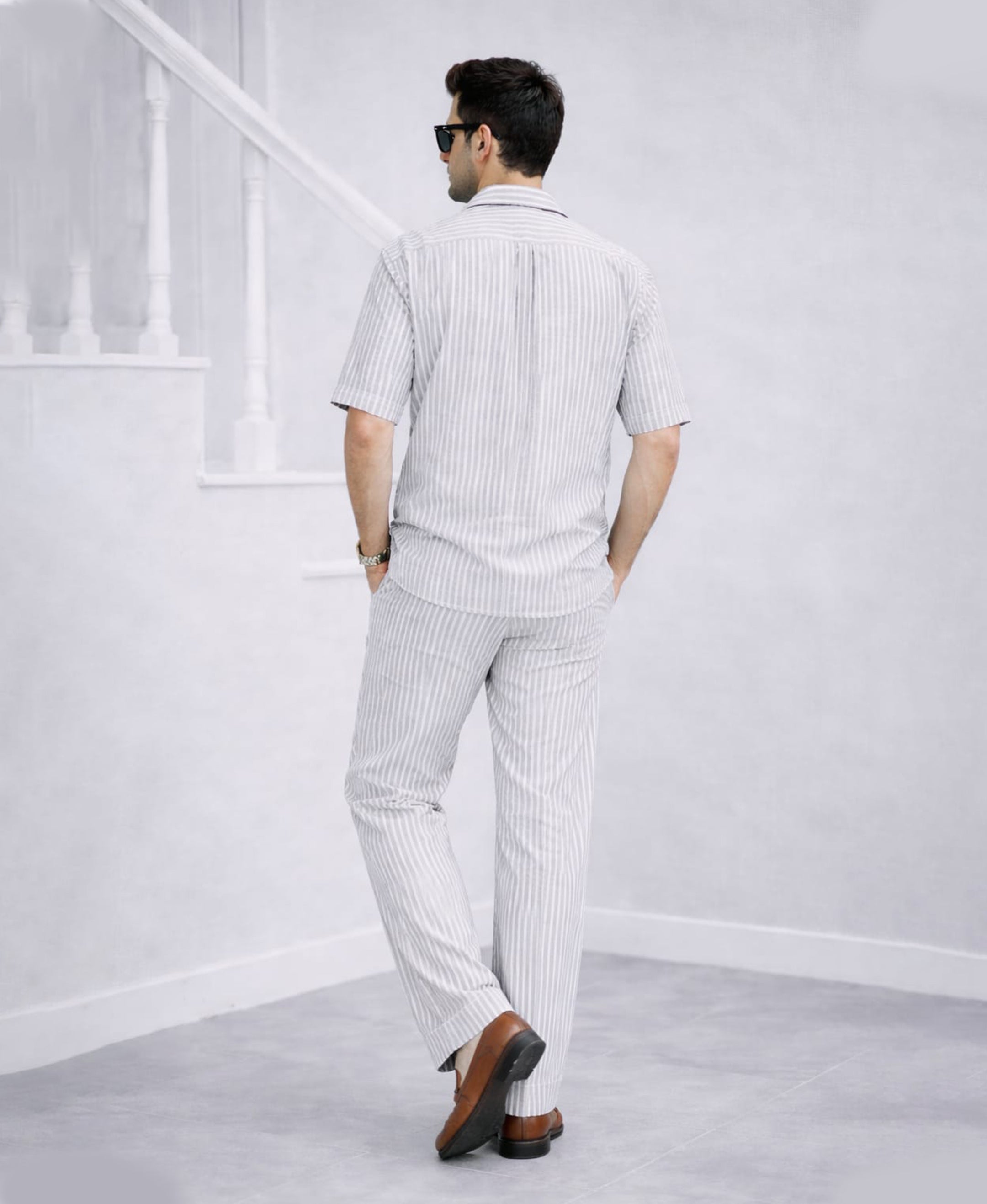 Grey Stripes Luxurious Cotton Co-ord Set