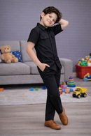 Black printed kids summer Co-ords