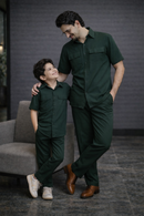 Royal deep green kids summer Co-ords in Irish Linen