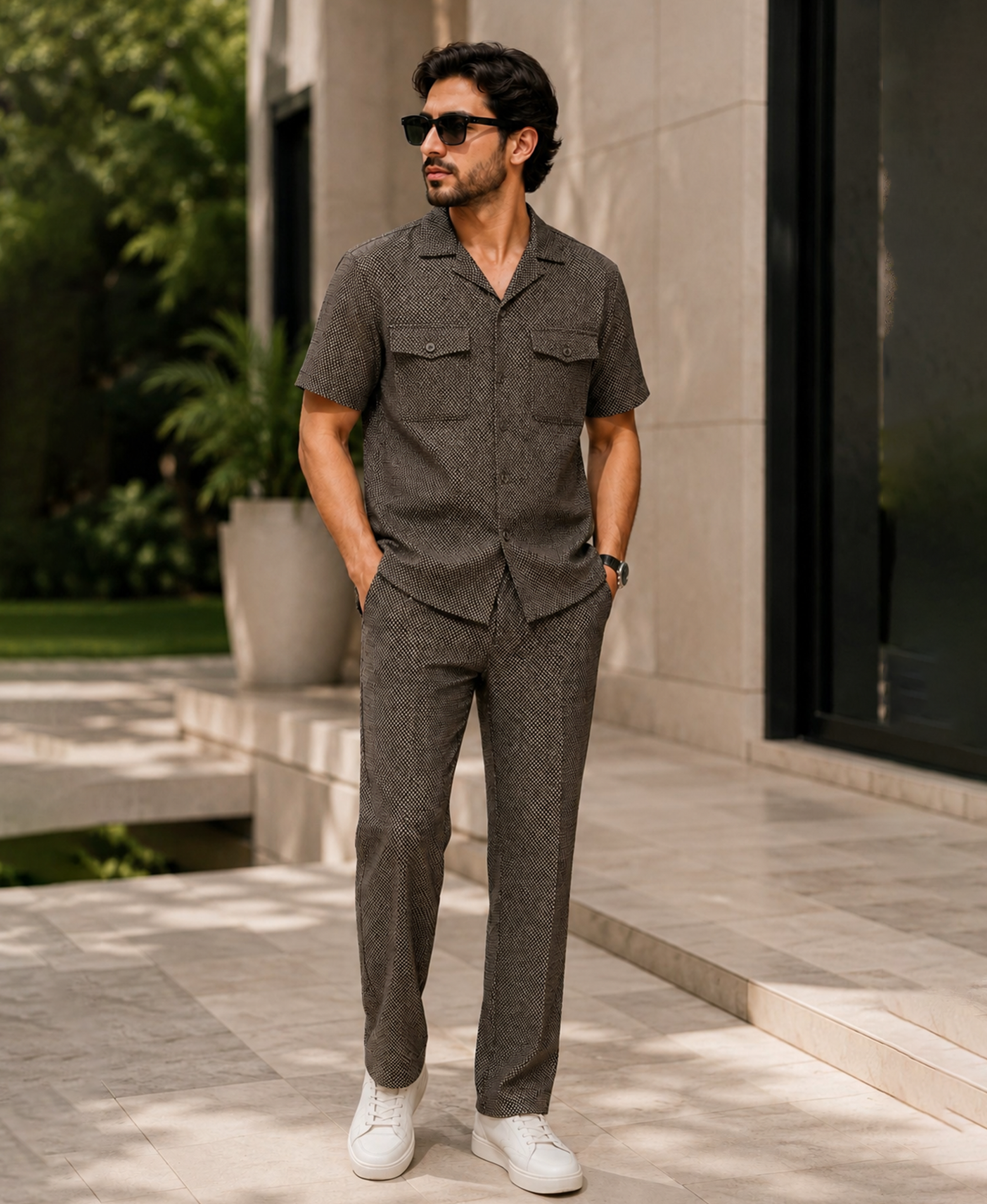 Brown Texture Luxury Summer Co-ords Set