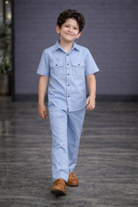 Sky Blue Summer Kids Co-ords in Irish Linen